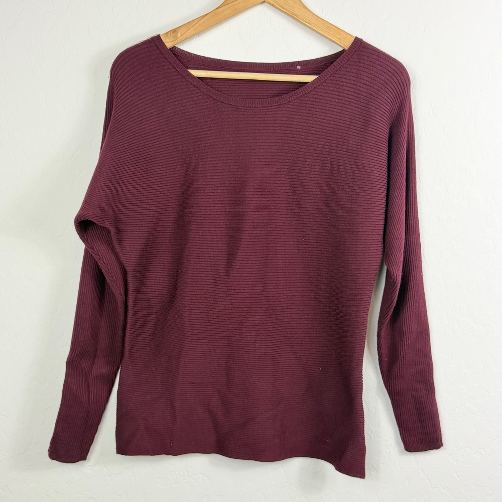 Express Ribbed Women's Burgundy‎ Long Sleeve Sweater Size Small